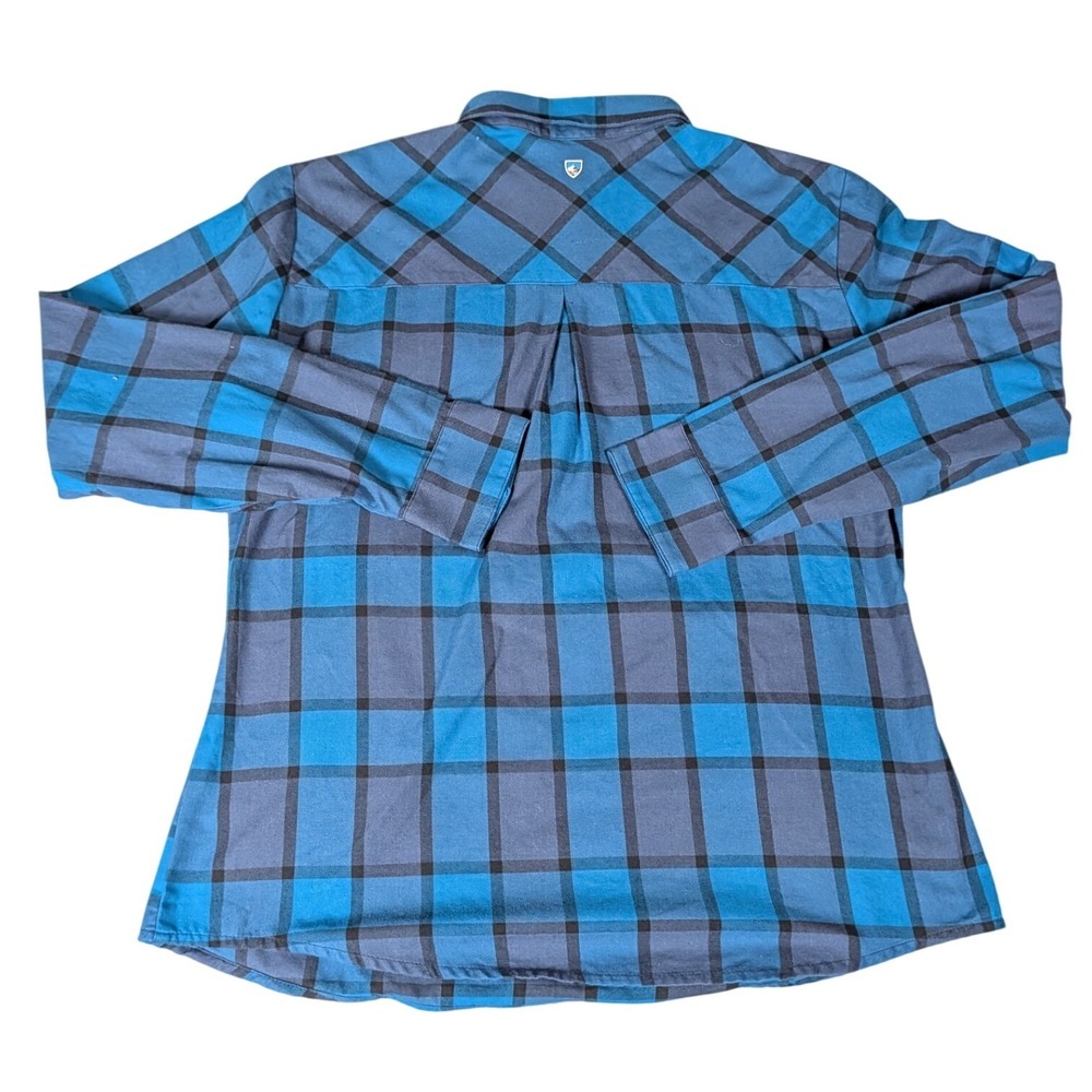 Kuhl Womens Blue Plaid Flannel Pullover Henley Shirt Long Sleeve Mountain Top - Picture 3 of 10